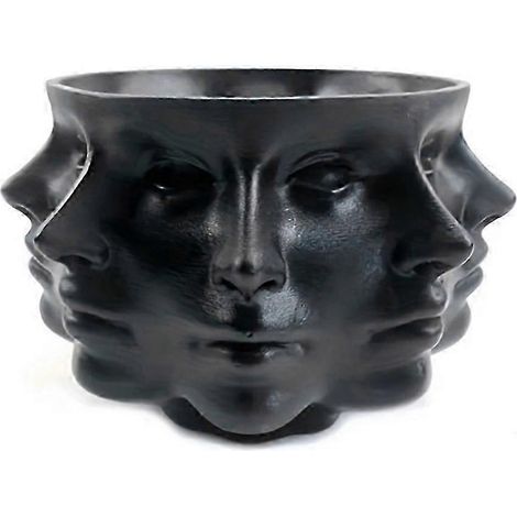 Moule pour pot de fleurs et vase de style abstrait, pot de fleurs à visage multifacettes, noir. (1/5)