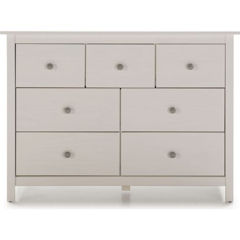 Commode, meuble de rangement en pin coloris blanc - Longueur 110 x Profondeur 40 x Hauteur 80 cm -PEGANE- (1/5)