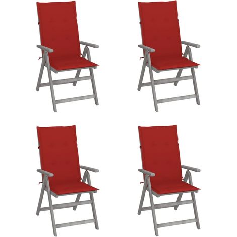 vidaXL Sedie da Giardino Reclinabili 4 pz con Cuscini Massello