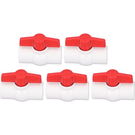Lot de 5 vannes à bille pour alimentation en eau, en PVC, avec interrupteur à vis et raccords rapides pour tuyaux et flexibles, diamètre intérieur 32 mm. (1/5)