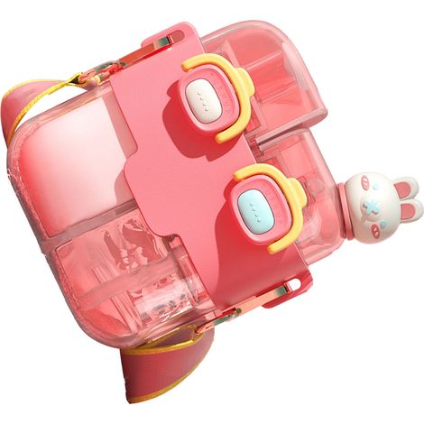 Stilvoller Plastikbecher, hochwertiger Strohhalmbecher, niedlicher und kreativer Doppelbecher, tragbarer Becher, korallenrosa, 530 ml. (1/5)