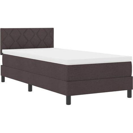 Matelas à ressorts, avec matelas, marron foncé, 90 x 190 cm, revêtement en tissu. (1/5)