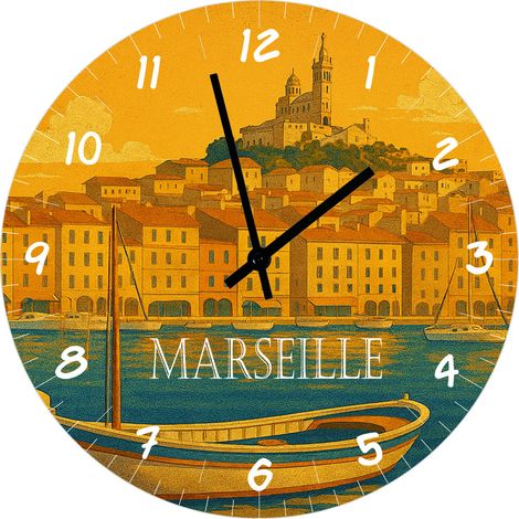 Horloge murale Marseille en verre 29 cm