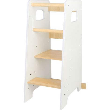 Tour d'apprentissage À Partir 12 Mois - Tour d'observation Montessori - Charge maximale 50 kg – Protection Anti-Basculement - Hauteur Réglable - Blanc (1/5)