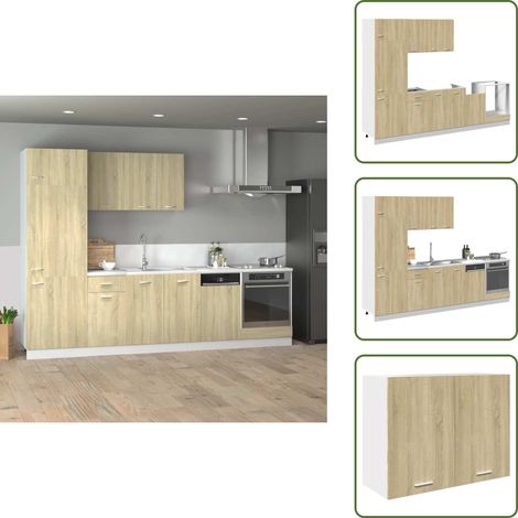 The Living Store 7-tlg. Küchenschrank-Set Lyon Sonoma-Eiche Holzwerkstoff - Küchenmöbel