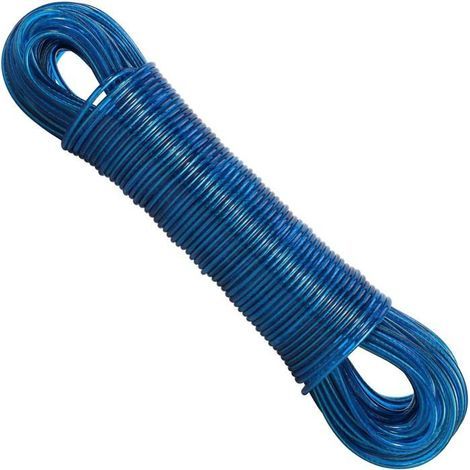 Corde à linge en acier 50 m / 164 pi - Bleu Corde à linge épaisse et durable pour une utilisation intérieure et extérieure (1/5)