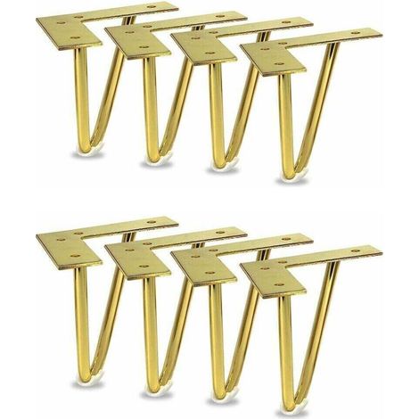 Lot de 8 pieds de meubles en métal doré de 15,2 cm pour armoire, meuble TV, commode, projet de bricolage (1/5)