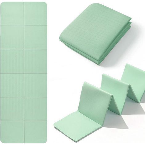Tapis Yoga Pliable de Voyage 183 x 61 x 0.4 cm Tapis de Yoga Antidérapant Tapis Pilates Pliable Sport avec Sac de Transport pour Pilâtes, Gym, Aérobic, Stretching, Entraînement (Vert) (1/5)