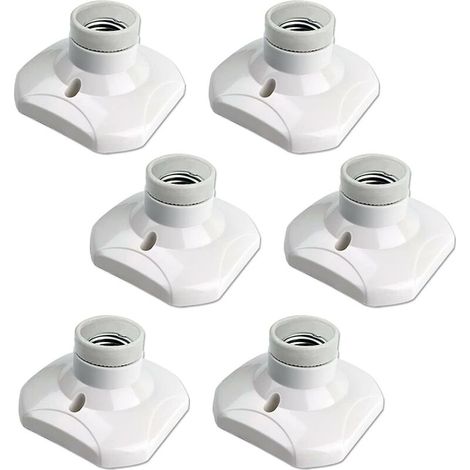 Douille Plafond E27 à Visser, Douille E27 Garage, AC 220-240V, Support Douille pour Ampoule LED, Base Plafonnier Culot E27, Base de Lampe Plastique Blanche pour Lampe au Mur, lot de 6