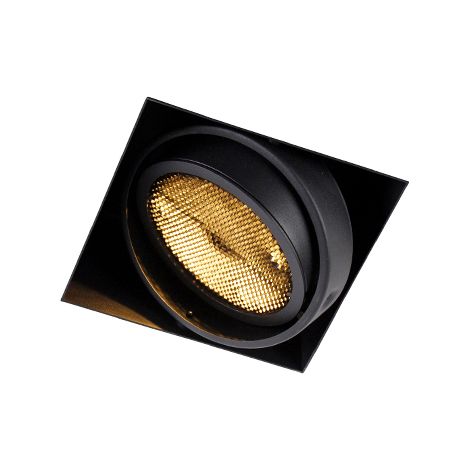 QAZQA + Moderno Foco empotrado negro GU10 AR111 sin marco - Oneon Honey Acero Cuadrada Adecuado para LED Max. 1 x 50 Watt