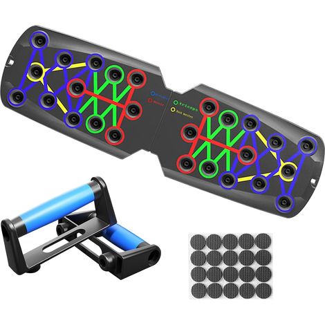 Planche de pompes, portable, multifonction, amovible, barre de pompes 14 en 1, support de musculation avec poignées pour homme et femme, équipement professionnel pour entraînement de fitness (1/5)
