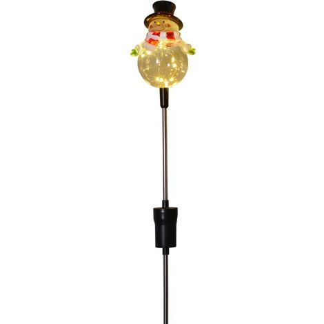TrendLine LED Gartenstecker Schneemann H 84 cm warmweiß Außen mit Timer Außendekoration