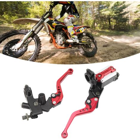 Universeller 22-mm-Motorradlenkergriffschutz-Satz mit Kupplungs- und Bremshebeln, aus strukturierter Kohlefaser, rot. (1/5)
