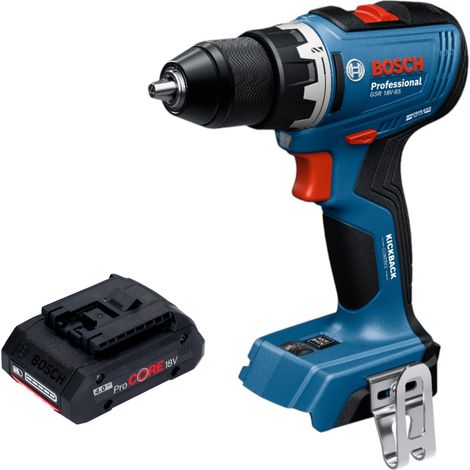 Bosch GSR 18V-65 Professional Perceuse-visseuse sans fil 18 V 63 Nm Brushless + 1x batterie ProCORE 4,0 Ah - sans chargeur
