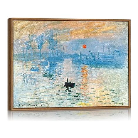 Sunrise Print Wall Decoration with Frame Seascape Reproduction Print on Canvas Abstract Ocean Poster Painting Home Decor for Living Room Bedroom 30 x 40 cm