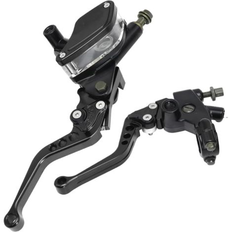 Ensemble de leviers de maître-cylindre de frein hydraulique pour moto, Compatible avec la plupart des motos 50-300 cc équipées d'un frein et d'un embrayage de 22 mm, noir (1/5)