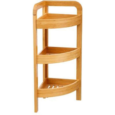 Five Simply Smart – Étagère d'angle 3 niveaux en bambou 61cm – Dimensions L. 23 x P. 23 x H. 61cm – Pour salle de bain – Rangement décoratif naturel