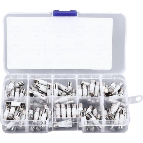 100-teiliges Set Röhrensicherungen 5x20mm Multifunktionale Keramik-Röhrensicherungen Sortimentsset 250V 0,5A bis 30A