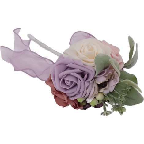 Bouquet de mariée romantique en roses, fleurs artificielles en soie, bouquet de demoiselle d'honneur, décoration pour fête à domicile, violet (1/5)