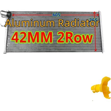 Radiatore da competizione in alluminio, 2 file, spessore 42 mm, maggiore capacità di raffreddamento, serbatoi saldati a TIG, nucleo brasato sottovuoto.
