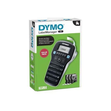 DYMO Labelmanager 160 Value Pack Etiqueteuse adapté pour rubans: D1 12 mm, 9 mm, 6 mm (1/4)