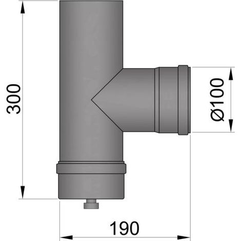 Anschl.-T-Stück m.Rein.-deckel 100 mm / schwarz lackiert