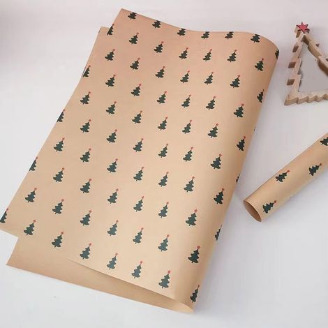 Papier D Emballage De Noel - 70 X 50 Cm - Motif Renne - Facile A Decompter - 1 Rouleau (1/5)