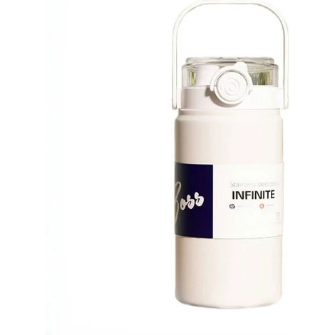 (Blanc, 1000 ml) Bouteille isotherme sous vide, acier inoxydable 316, avec poignée, adaptée aux voyages en extérieur et à une utilisation au bureau. (1/5)