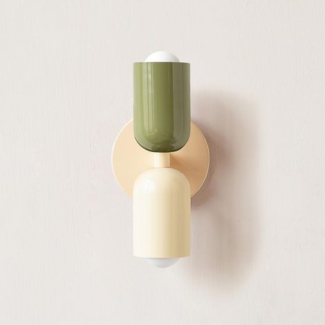 E26 Nordic Double Head Bedside Bedside Wall Lampe Moderne Simple Couleur Salon Fond Mur d'entrée de l'allée Lampe murale (Couleur (1/5)