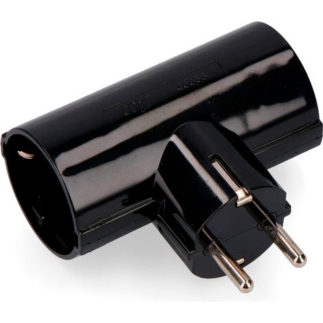 Double Fiche Mâle Bakélite Noire Connecteur Mâle Double Avec Terre - Edm (1/3)
