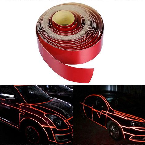 Bande adhésive réfléchissante pour jantes de voiture 2 cm x 5 m, à poser soi-même (rouge)-Red (1/2)