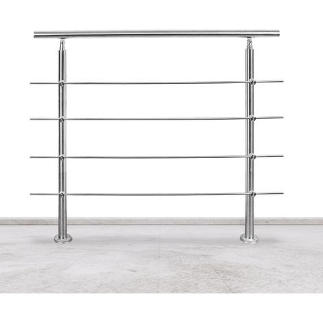 Vingo – Garde-corps rampe d'escalier en acier inoxydable 160cm – 4 traverses de 90mm – Installation horizontale ou diagonale – Résistant aux intempéries (1/5)