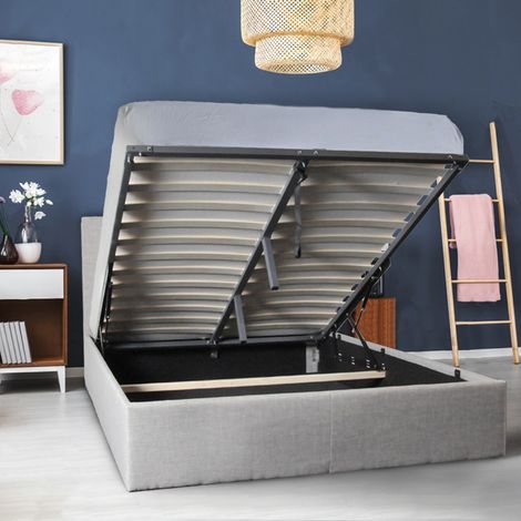 Kastenbett PARMA 140x190 + 1 Bettkasten / Hellgrau/ 201x149x99 (1/5)