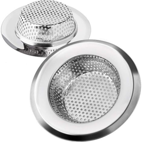 Abflusssieb für Küchenspüle, Abflussfilter aus Edelstahl, langlebige Abflüsse, verstopfungssicheres Sieb, ideal für Waschbecken zu Hause, Küche, Bad, Waschbecken, 11,3 cm Durchmesser, 2 Stück
