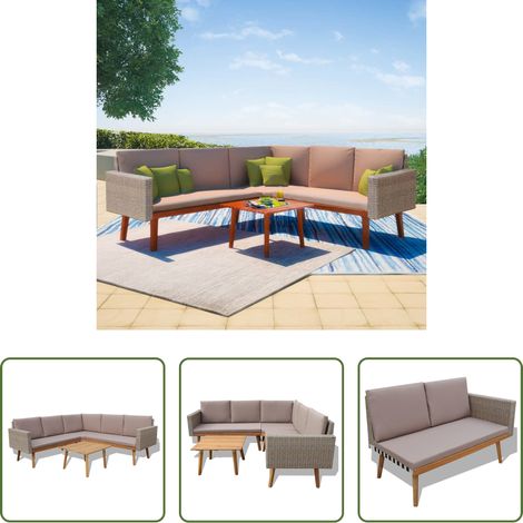vidaXL Auflagen -  4-tlg. Garten-Lounge-Set mit Auflagen Poly Rattan Grau (1/5)