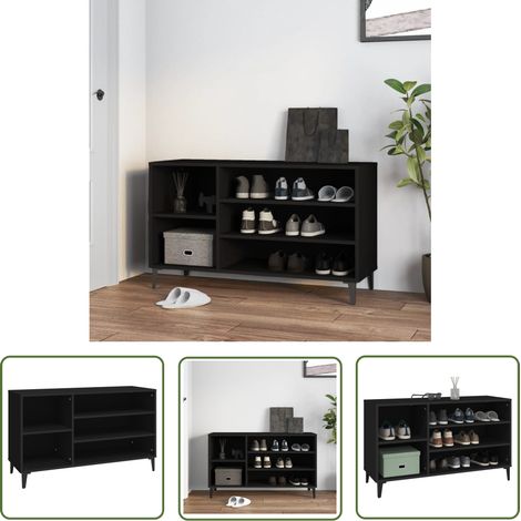 The Living Store Armoire à chaussures Noir 102x36x60 cm Bois d'ingénierie - Armoire À Chaussures - Meuble Chaussure - Rangement Chaussures - Étagère Chaussures - Entrée Organisateur (1/5)