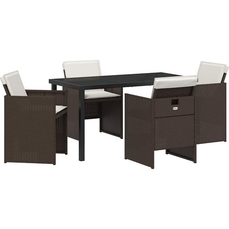 Garden Dining Set 5 pcs Brown Poly Rattan vidaXL (1/5)