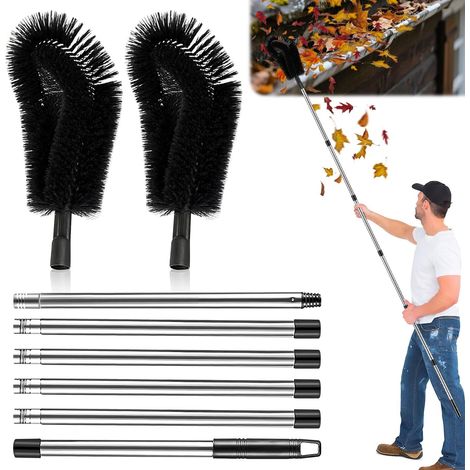 Telescopic Gutter Cleaning Tool 240 cm Extendable Roof Gutter Cleaning Brush with 6 Poles for Cleaning Leaves Debris Windows Gutters Spider Webs (1/5)