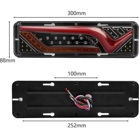 Feux arrière à LED 12V-24V pour camions, camions, bus, camping-cars, caravanes et tracteurs, clignotants arrière, feux de freinage et de recul. (1/4)