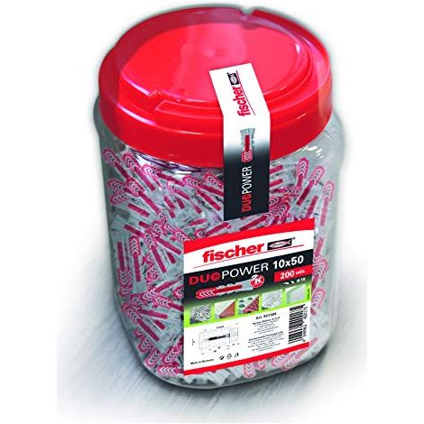 fischer 557385 CUBO Taco 10X50 DUOPOWER (200 pz), Grigio/Rosso, 10x50/200 uds (1/4)