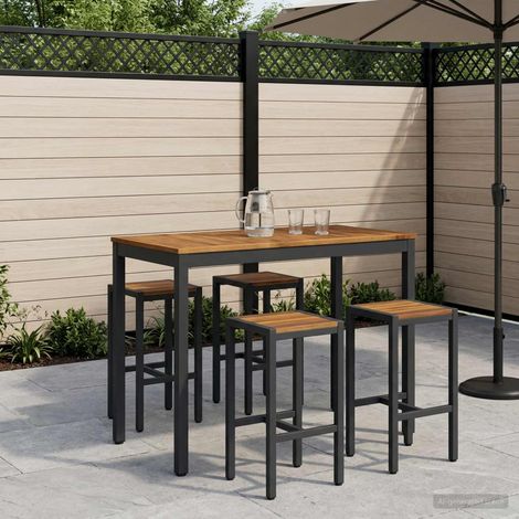 vidaXL Mesa de Bar para Jardín NAARDEN Natural y negro (1/5)