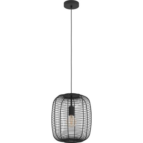 EGLO Hängelampe Rinroe, 1-flammige Pendelleuchte über Esstisch, Esszimmerlampe aus Metall in Schwarz, Hängeleuchte mit E27 Fassung, Ø 32,5 cm (1/5)