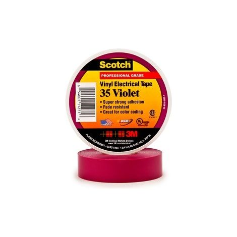 3M SCOTCH 35 NASTRO ISOLANTE PER CODIFICA CAVI ELETTRICI VINILE, 19 MM X 20 M, 1 ROTOLO, VIOLA