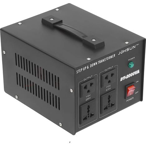 Transformador convertidor de voltaje, conversión bidireccional, alta eficiencia energética, negro. (1/2)
