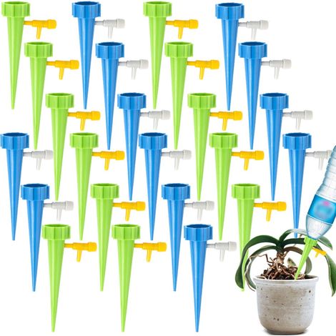 Lot de 24 cônes d'arrosage automatique pour plantes – Arroseurs automatiques pour plantes d'intérieur – Dispositifs d'irrigation au goutte-à-goutte réglables pour l'extérieur et le jardin (1/5)