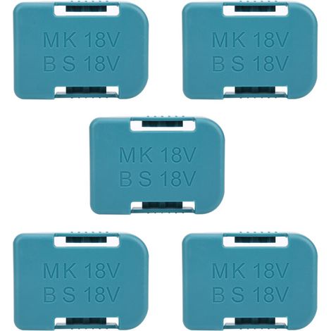 Lot de 5 supports de rangement pour batteries lithium 18 V Makita – fixation ceinture, couleur cyan
