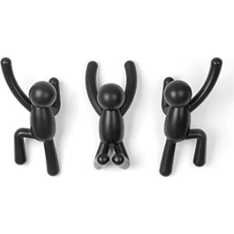 Ganchos. Ganchos de pared. Perchero decorativo. Juego de 3 ganchos de pared. Negro. (1/3)
