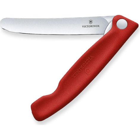 VictorInox Coltello Pieghevole Lama Seghettata Punta Tonda Rosso