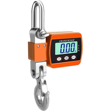 Balance de pesée industrielle portable 0,05–500 kg avec crochet électronique et écran LCD – orange (1/4)