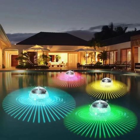 1 lampe solaire flottante, LED multicolore, étanche, diamètre 10 cm, pour piscine ou bassin (1/5)